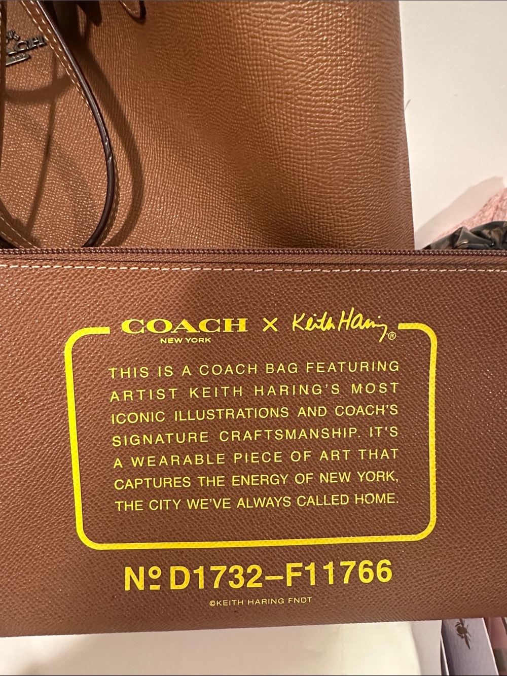 Coach Brown Sign Tote Reversible with Yellow Dog Graphic By Keith Haring’s - Picture 10 of 12
